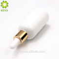 30ML cosmetic white gold frosted glass bottle with rubber dropper